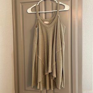 Green off the shoulder sweater